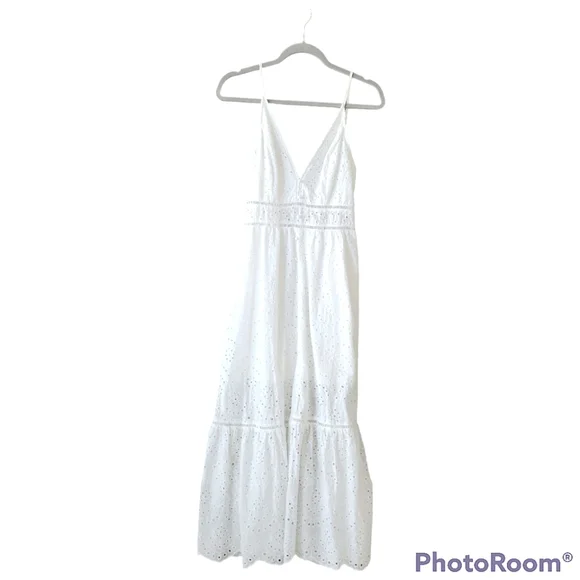 Simplee White Babydoll Eyelet Crochet Maxi Dress - Picture 7 of 15